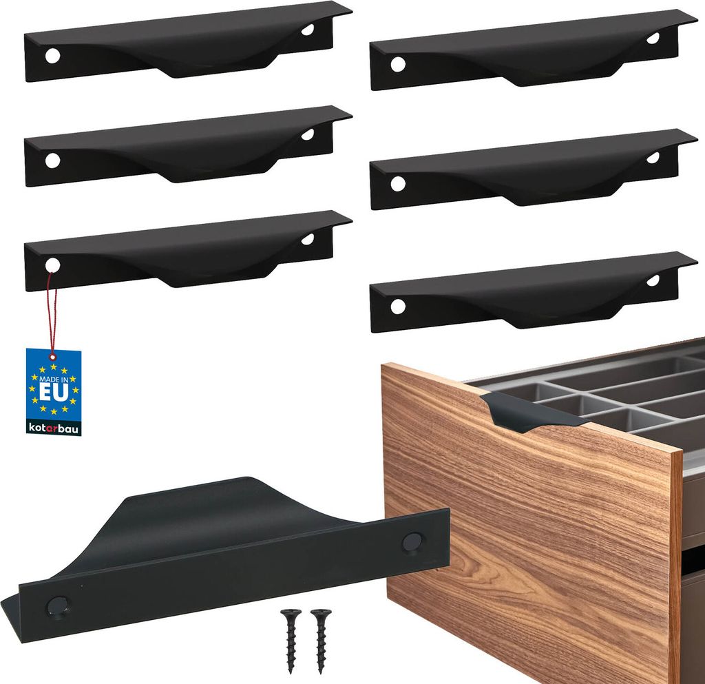 KOTARBAU 6er Set Möbelgriff Möbelgriffe Schrankgriffe 96 / 116 mm ZnAl Küchengriffe Schwarz Griffe Möbel Türgriff Profilgriff Türgriffe Kü...