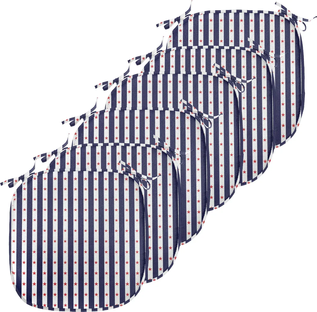 ABAKUHAUS USA Galettes de Chaise Salle à Manger Indigo Rouge Blanc Lot de 6