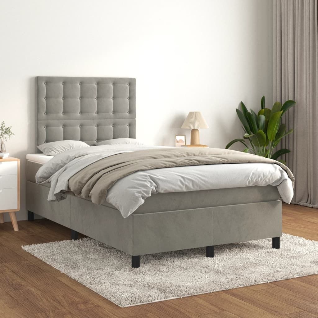 Maison Exclusive - Boxspringbett mit Matratze Hellgrau 120x200 cm Samt