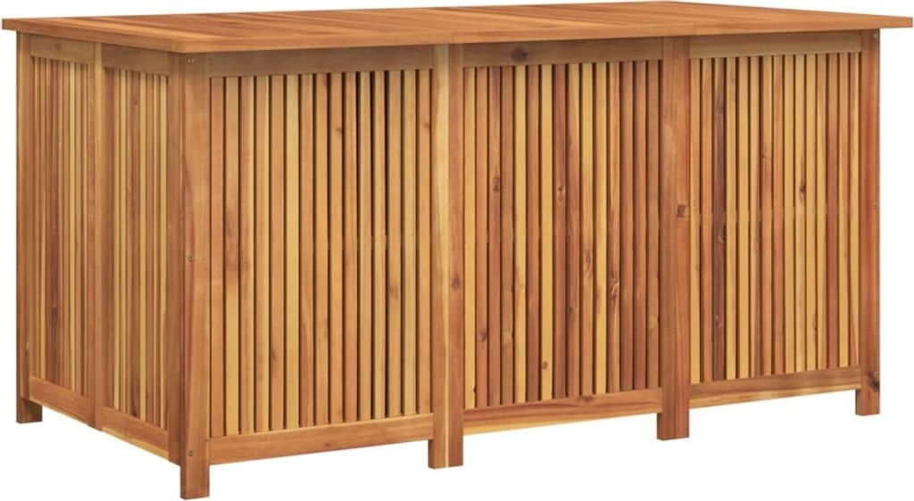 A wooden garden storage box.