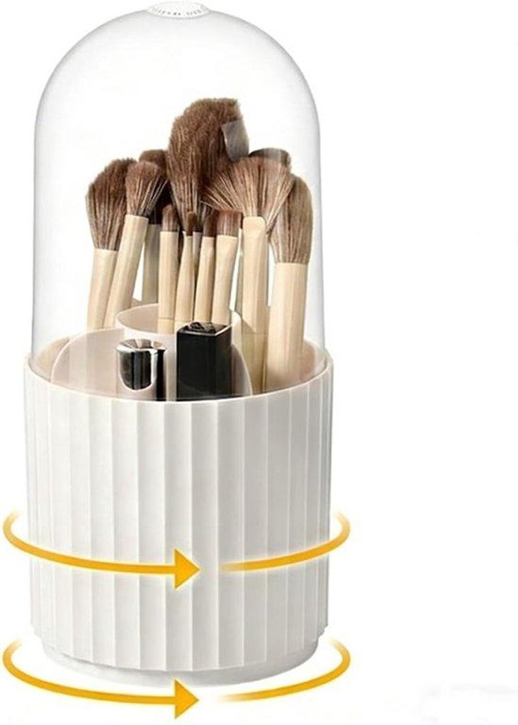 Make-up-Halter mit Abdeckung, 360-Grad-Drehbarer Aufbewahrungsständer, Aufbewahrungsbehälter für Make-up-Bürsten, geeignet für das Spülbecken...