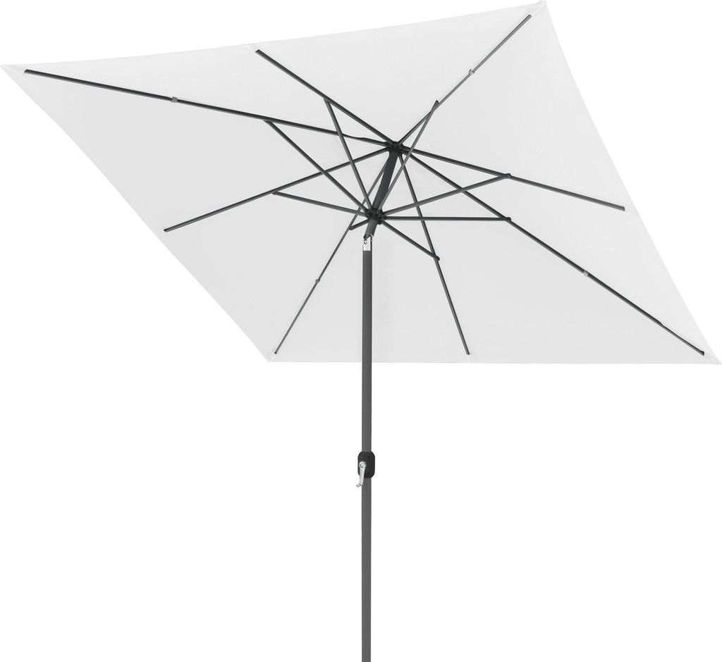 paramondo interpara Sonnenschirm, 3 x 3 m, quadratisch, weiß, Gestell, anthrazit knickbar, Kurbelbedienung, Alu-Mast & Air Vent | Balkonschirm & G...