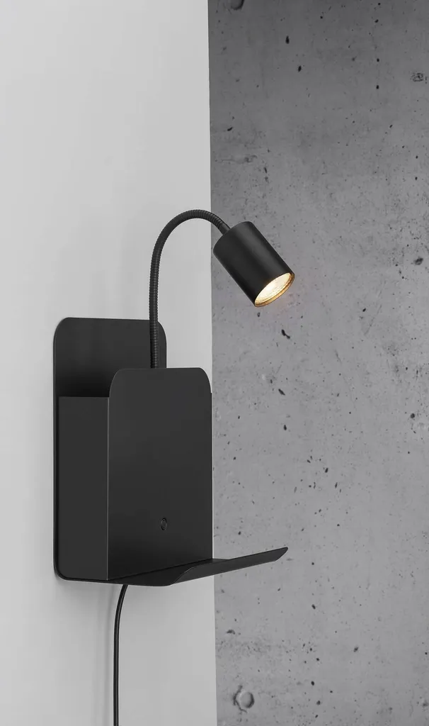 Applique murale gain de place Roomi Nordlux noire pour remplacer vos lampes