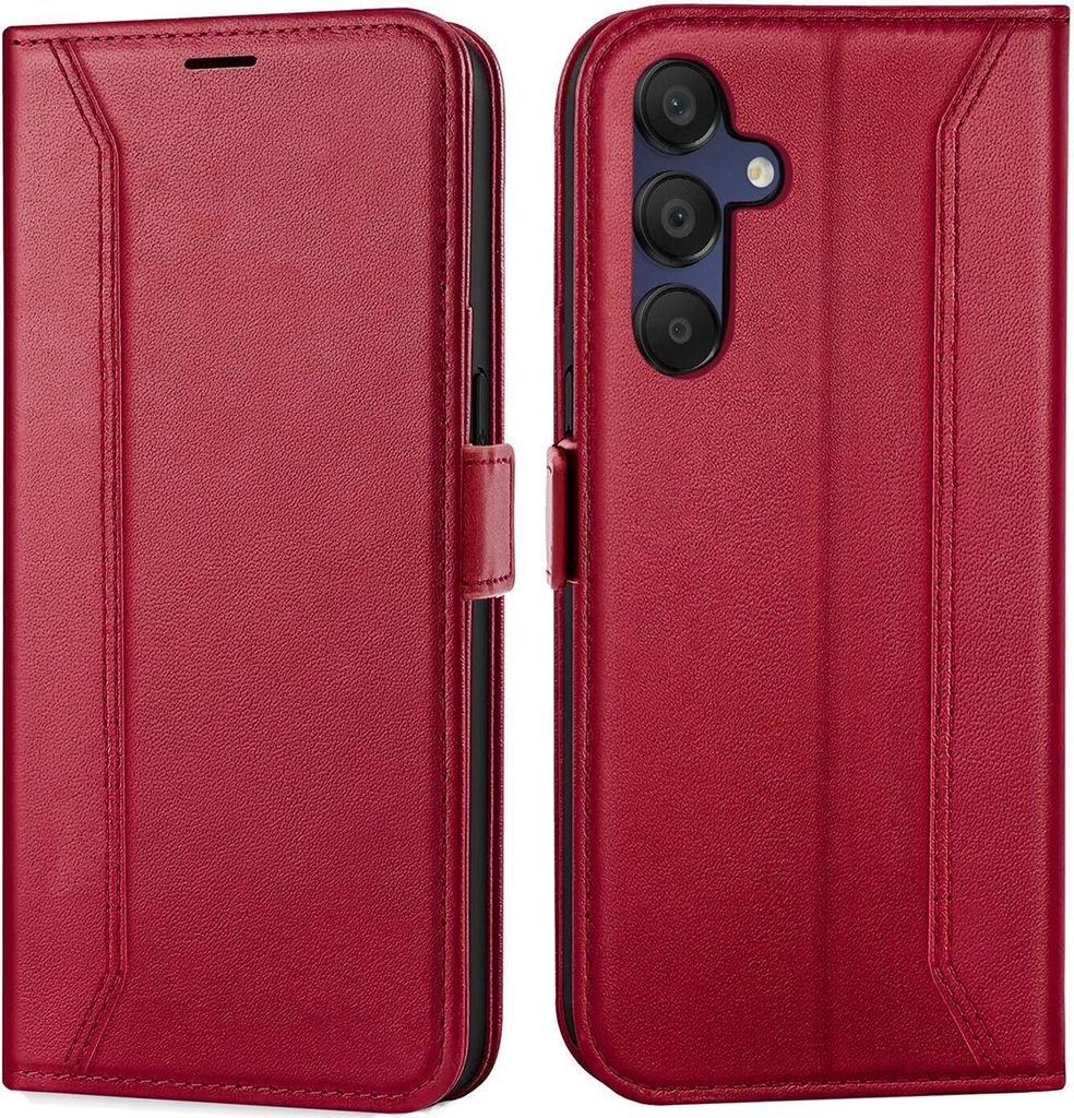 Conie RFID Klapp Tasche für Samsung Galaxy A05s Kartenfach Hülle Rundumschutz in Rot