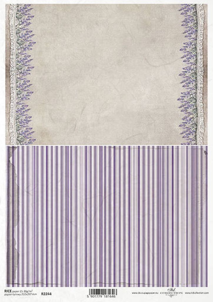 ITD Reispapier Decoupage Bastelpapier Serviettentechnik-R2244 gestreift, lavendel