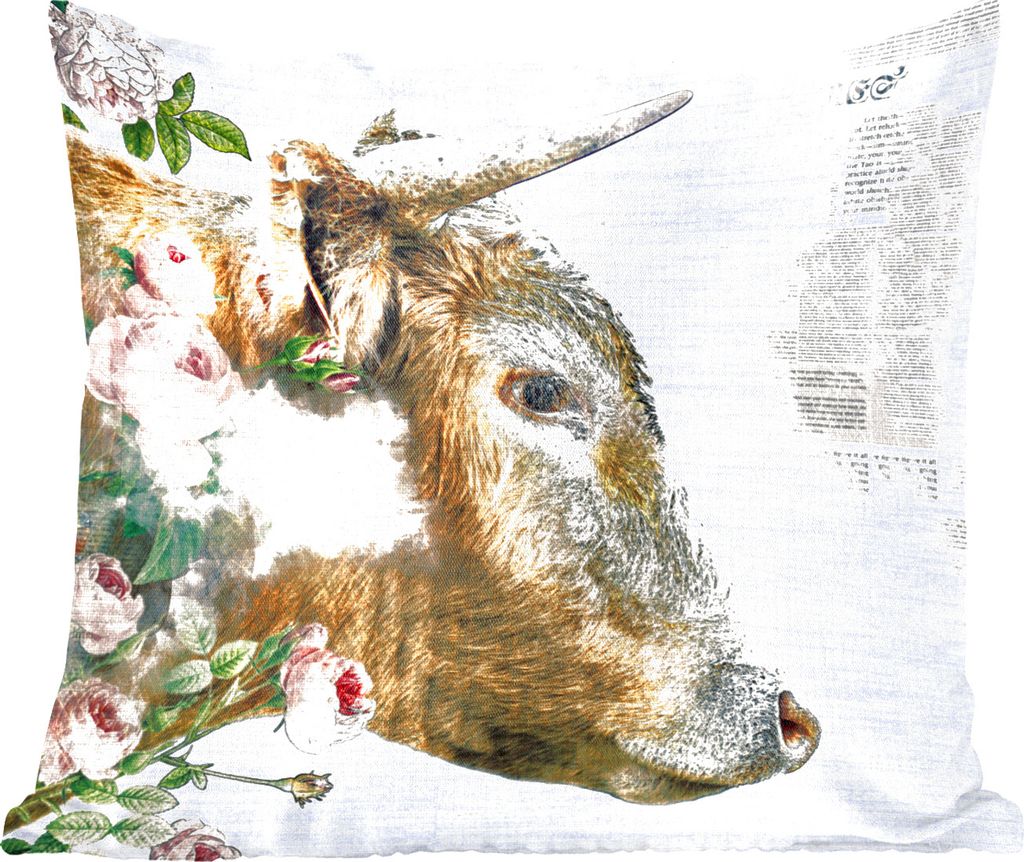 MuchoWow Zierkissen Sofakissen Wohnzimmer Dekokissen 40x40 cm Schottisches Hochlandrind - Goldener Hochlandrind - Foto Kissen - Schlafzimmer Deko...