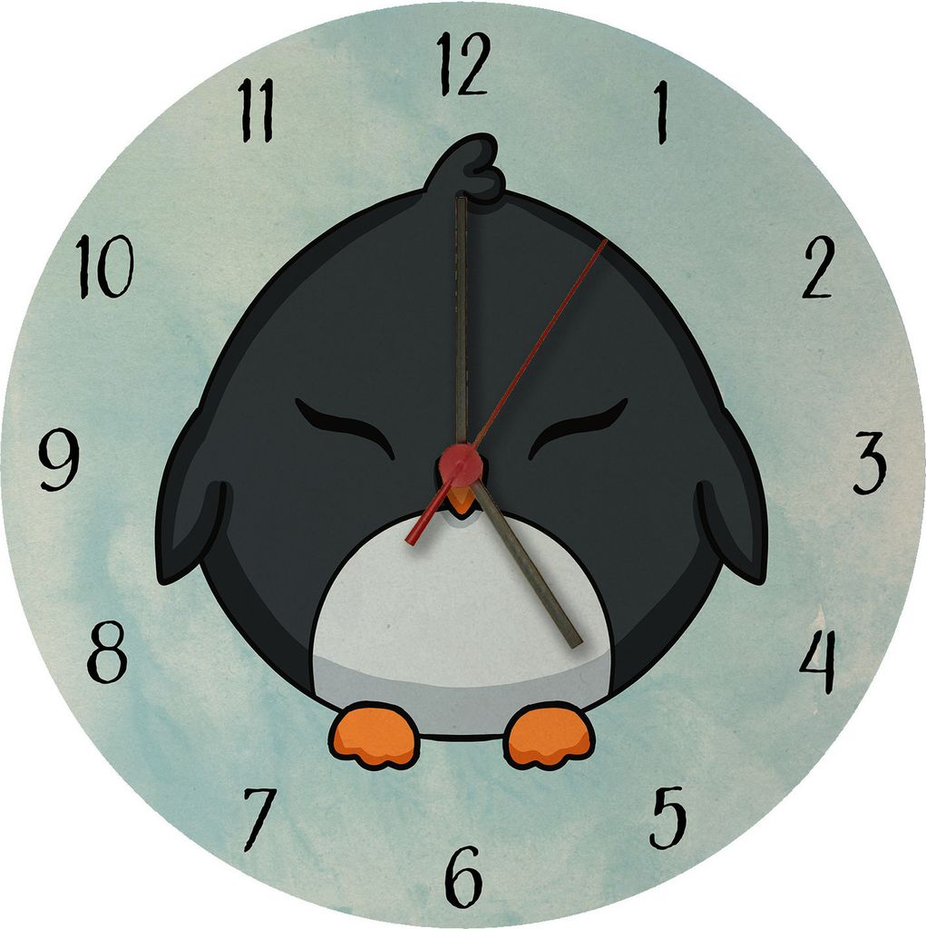 Pinguin Kinder Wanduhr aus MDF