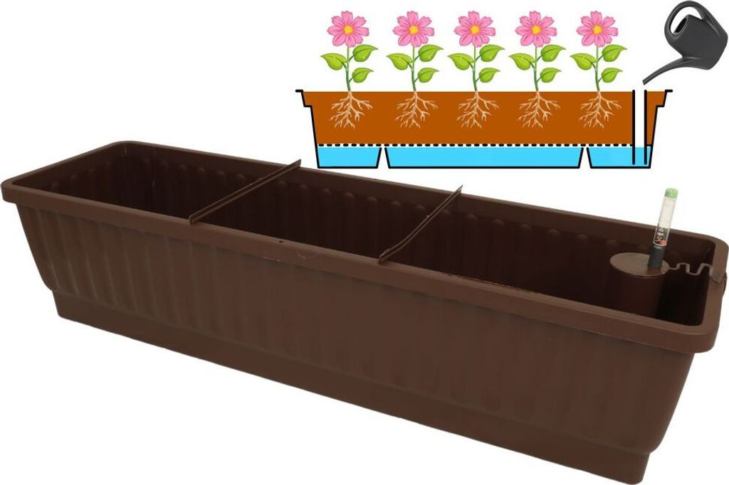 XXL Blumenkasten mit Bew. Venezia 100 cm braun Produktbild 