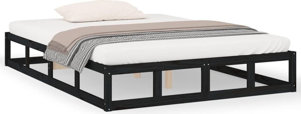 vidaXL Massivholzbett Schwarz 160x200 cm