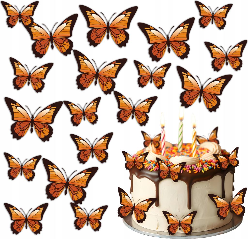 Waffel Orange Schmetterling Torte Essbare Dekoration 23 Produktbild 