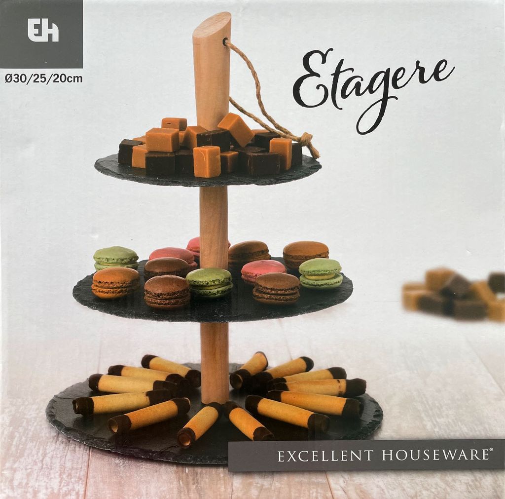 Runde Schiefer-Etagere Servierregal 3-stöckig Produktbild 