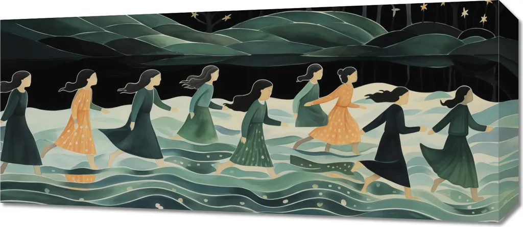 Quadro Moderno 70x30 Processione Notturna - Arredo Parete Elegante