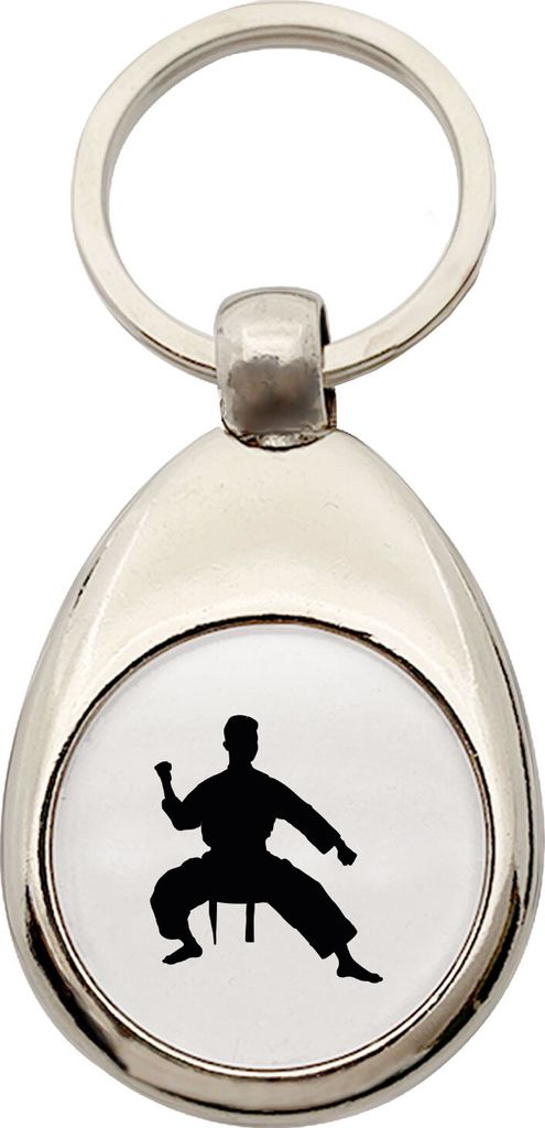 Huuraa Schlüsselanhänger Taekwondo Silhouette Metall Schlüsselring Einkaufswagenchip Geschenkidee