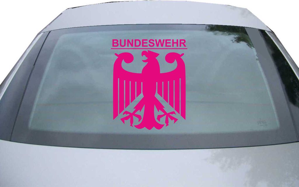 Indigos UG - Aufkleber Heckscheibe & Motorklappe DE2638 - pink - 600x505 mm - Bundeswehr mit Adler - Auto Scheiben Fenster Heckklappe Tuning Racing...