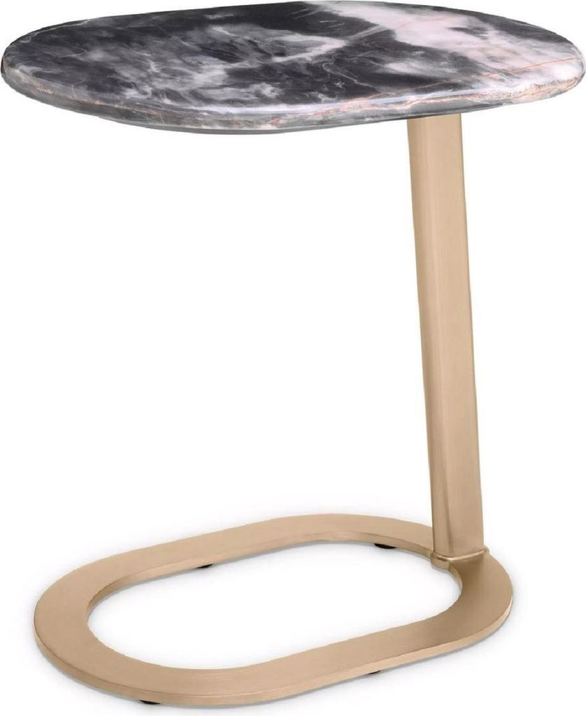 Casa Padrino Luxus Beistelltisch Schwarz / Messing 49 x 34 x H. 50 cm - Edelstahl Tisch mit Marmorplatte - Wohnzimmer Möbel - Luxus Möbel - Wohnz...