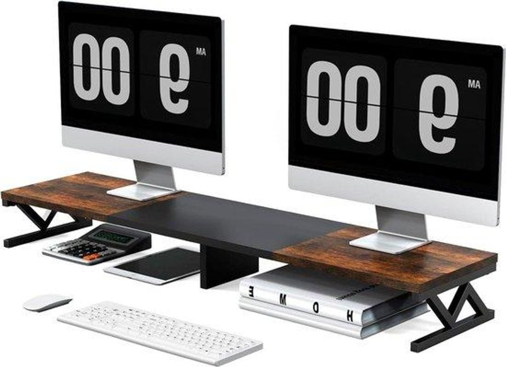 Holz Monitorhalterung schwarz 100cm