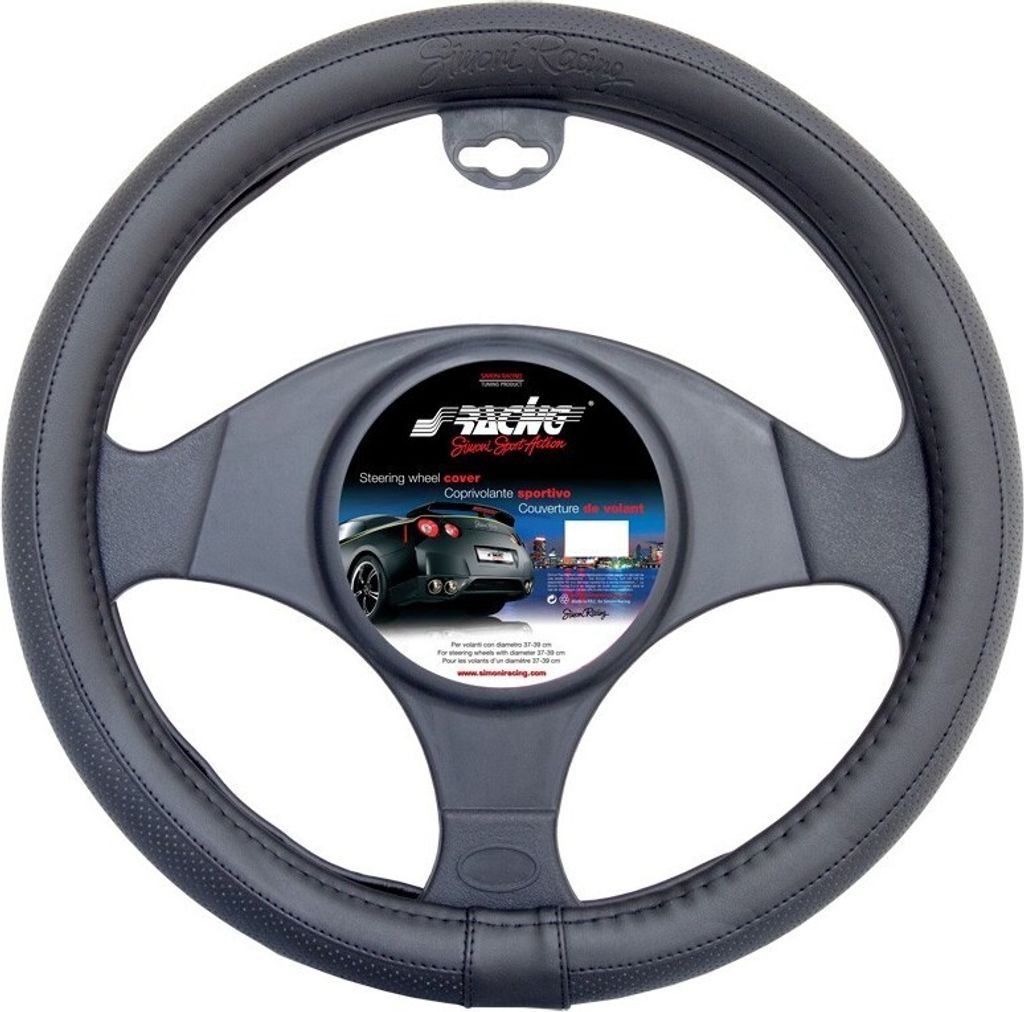Simoni Racing CVT/16S Total Black Lenkradbezug Ø35-37cm Schwarz Lenkradhülle
