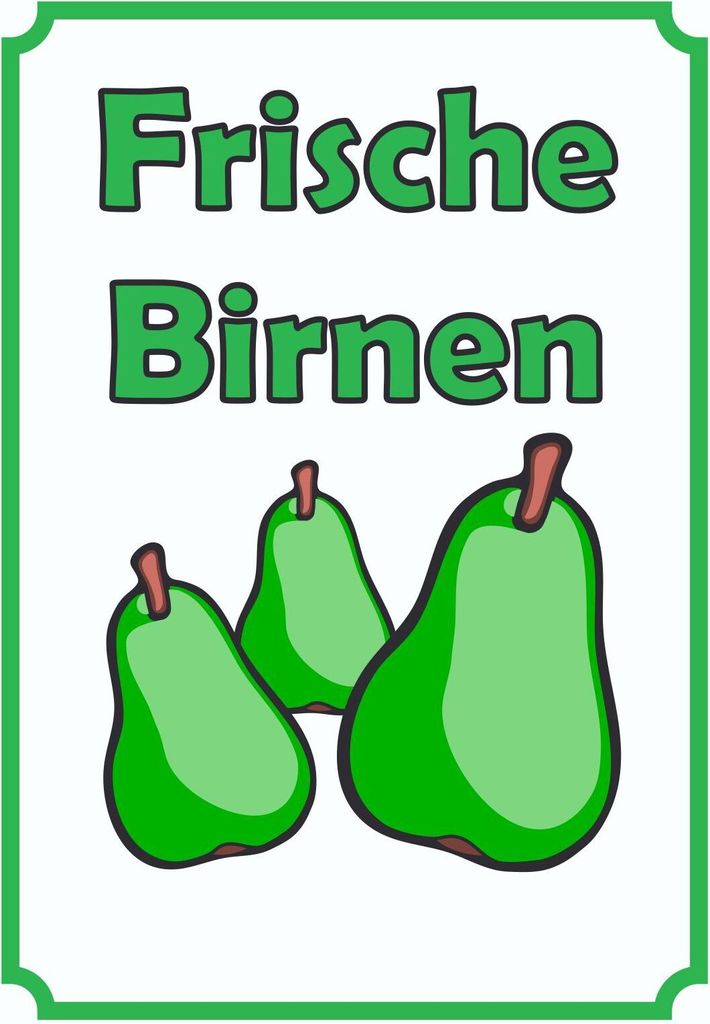 Frische Birnen Schild Hochkant A6 (105x148mm)