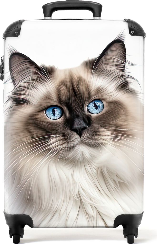NoBoringSuitcases.com Koffer Handgepäck Trolley Rollkoffer Kleine Reisekoffer mit 4 Rollen - Katze - Haustier - Ragdoll - Cabin Size < 55x40x23 ...