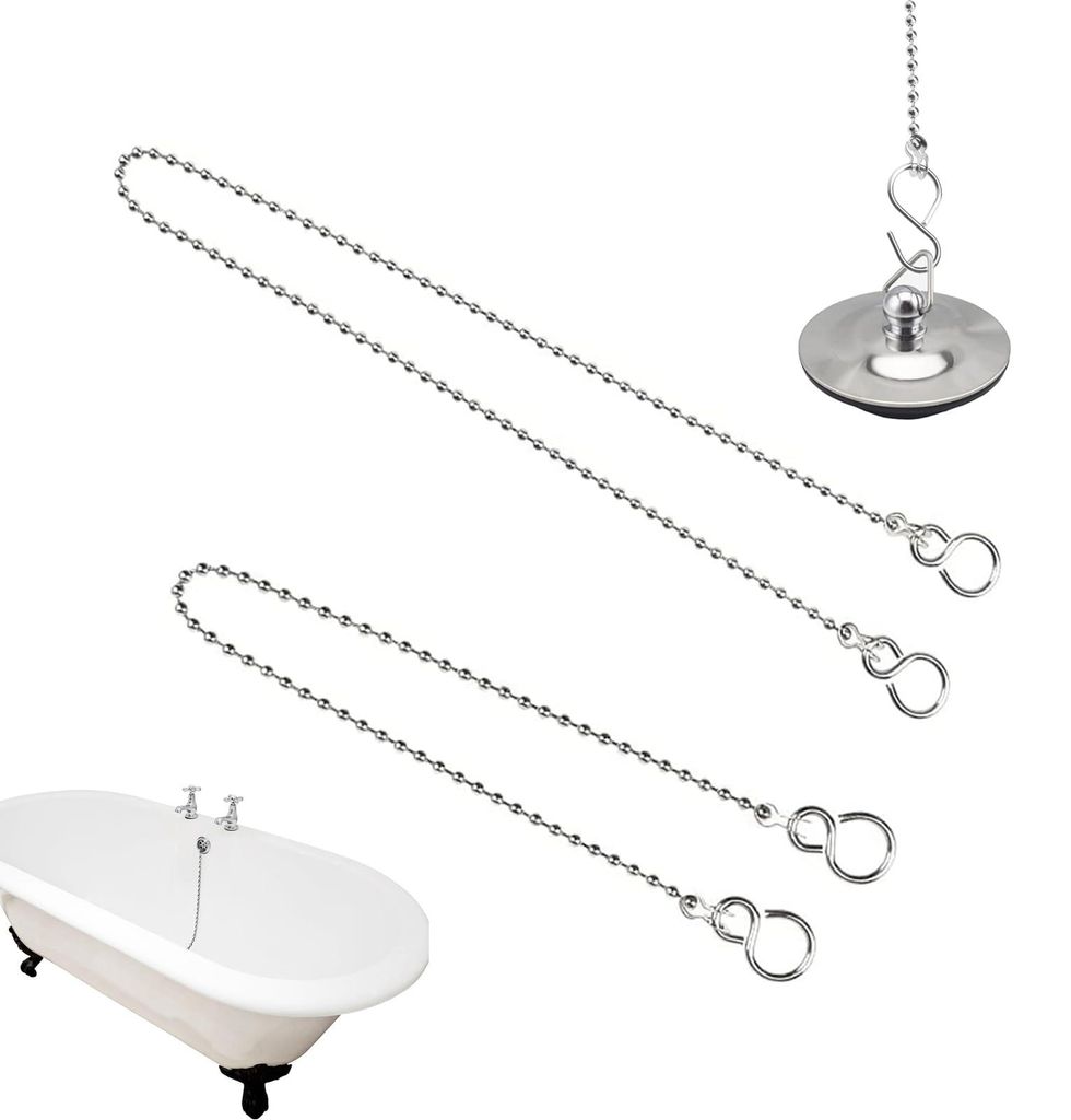 2-teilige Kette für Spülbeckenstöpsel, Kette für Abflussstopfen, Stöpsel, Kugelkette für Spülbecken, mit S-Haken für Spülbecken, Badezimme...