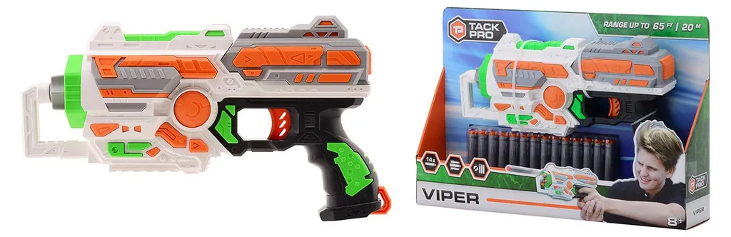 Jouet lanceur de fléchettes Tack Pro Blaster Viper 30 cm avec munitions