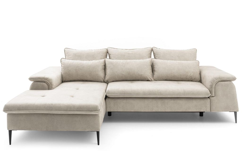 NEXT COLLECTION Ecksofa NOBO , Lose Rückenkissen, zusätzliche Lendenkissen, mit Bettkasten, mit Schalffunktion,Beige, links
