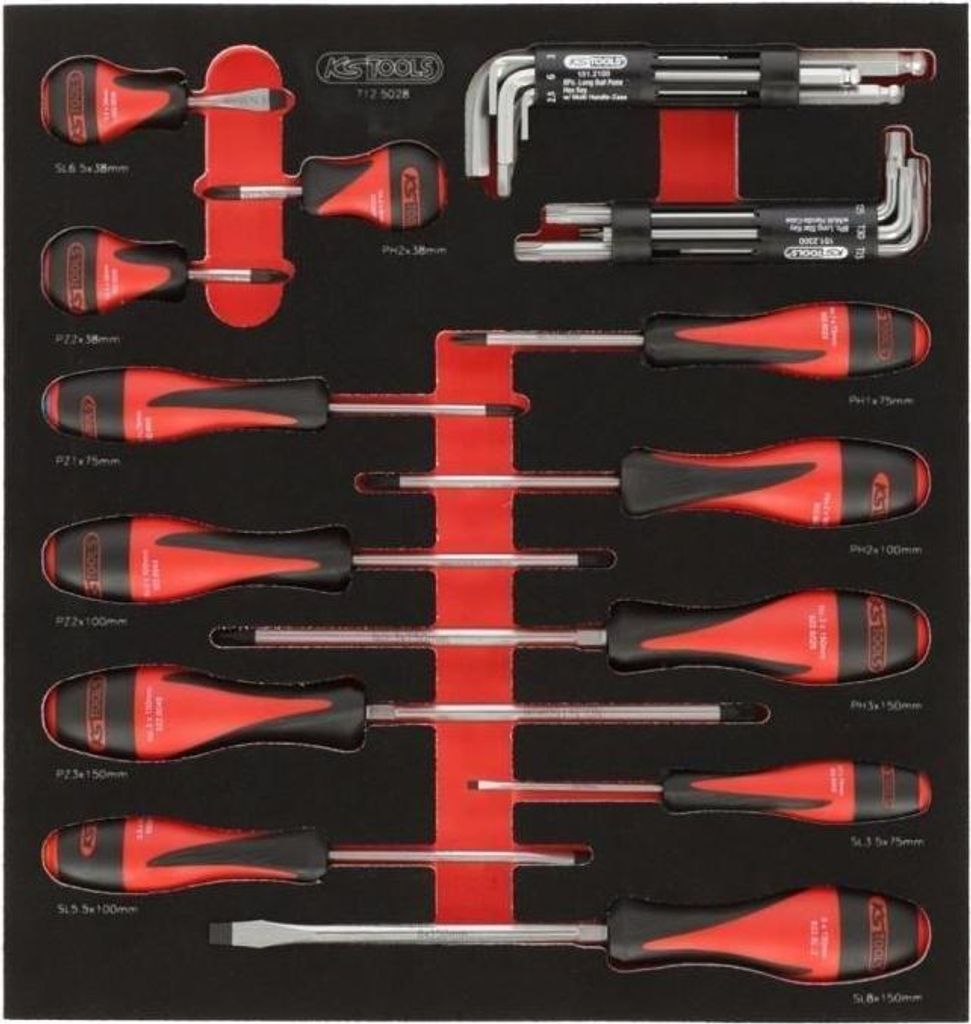 Werkzeugmodul KS TOOLS, 158-teilig, 3 Schubladen, Für Werkstattwagen, Fäulnissicherer Schaumstoff, 714.0158