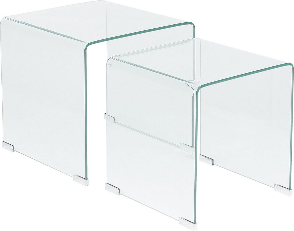 BELIANI Beistelltisch 2er Set Transparent Sicherheitsglas Rechteckig Minimalistisch Modern