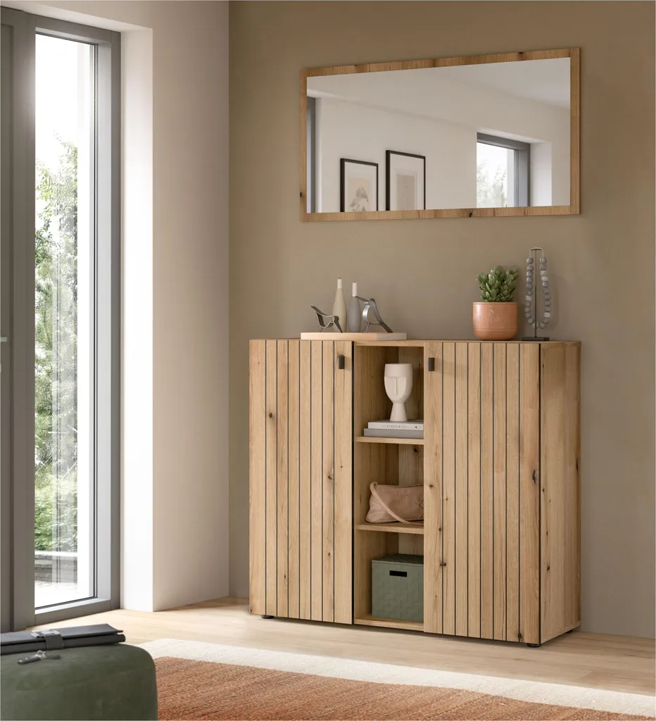 Armoire de rangement multi-usages chêne clair - Station complète déco - 5