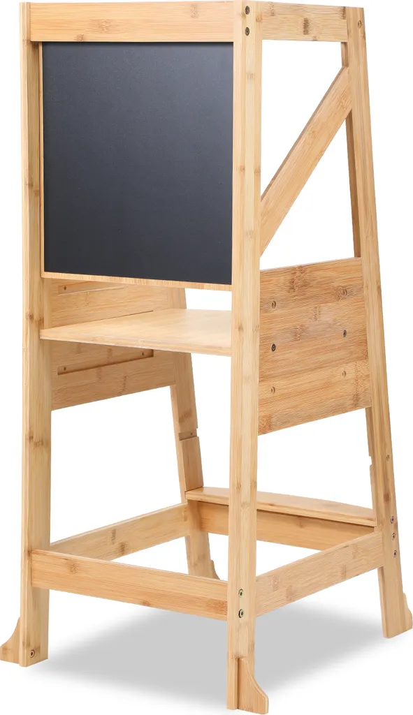 Torre Didattica Aopunly: Sgabello Montessori 2 in 1 in Legno Naturale