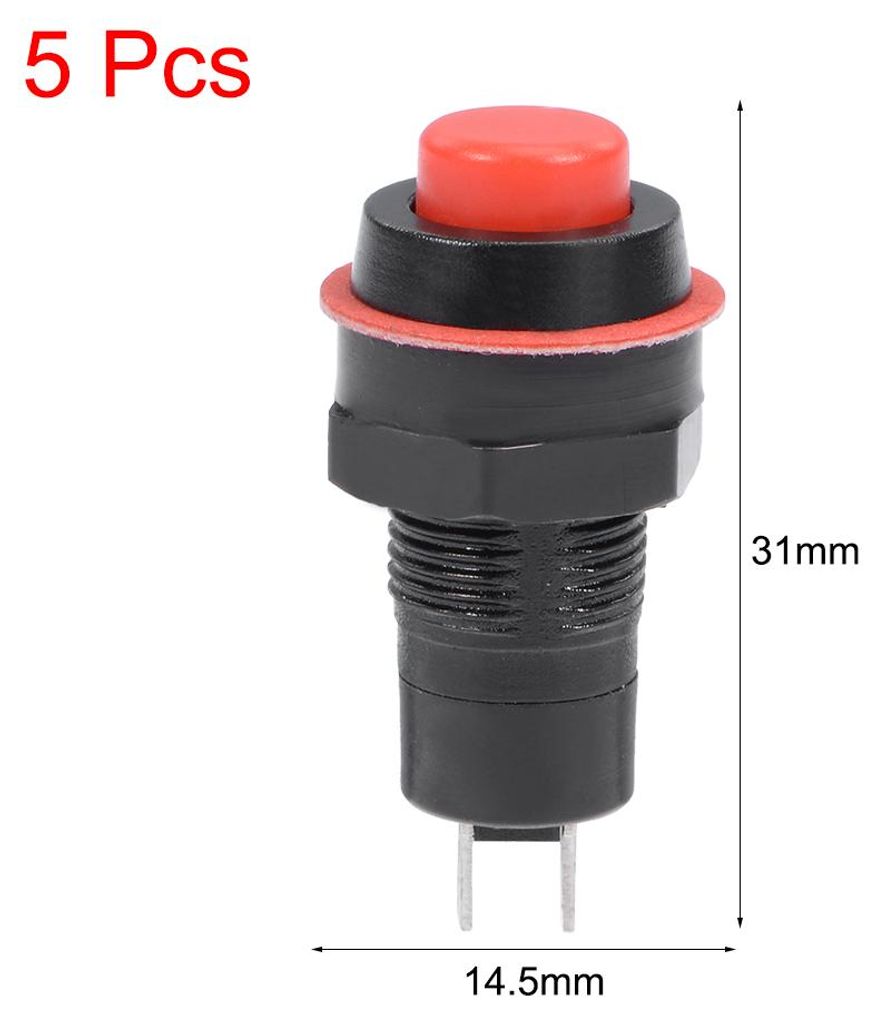 5stk 10mm momentane 2P Kunststoff Mini Rund Drucktaste Druckschalte Rot SPST DE de