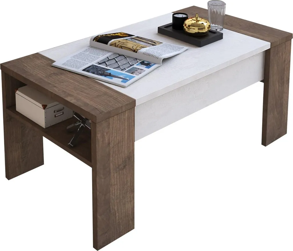 Table de Salon Rectangulaire Marron Noyer Corallo 98 cm pour Intérieur