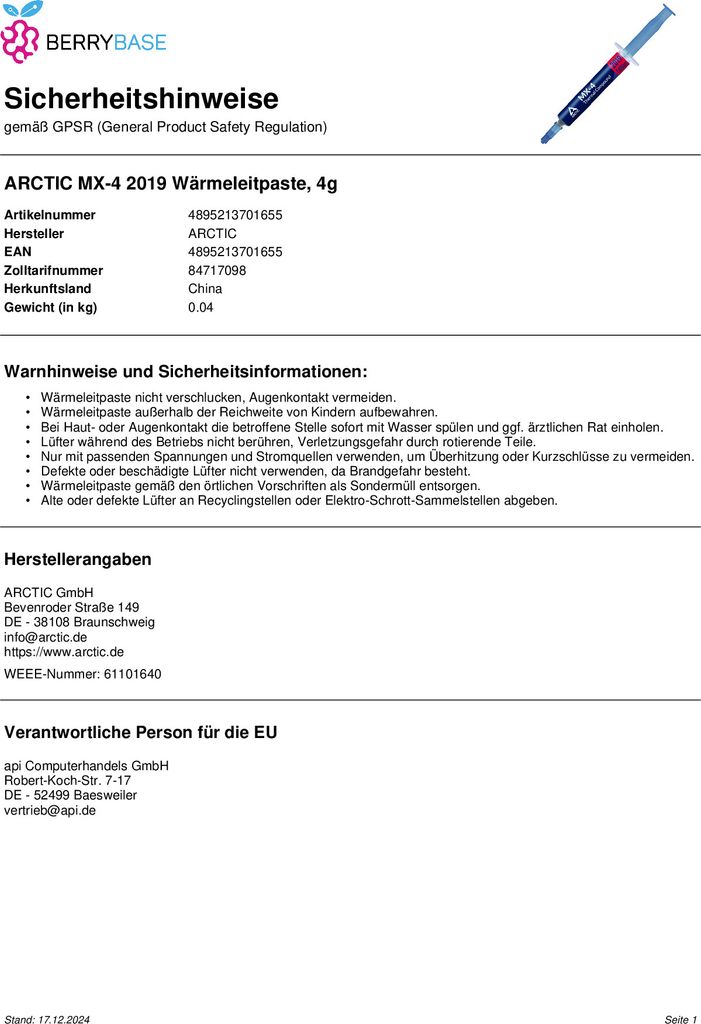 ARCTIC Wärmeleitpaste MX-4 (4 gr.) Produktbild 13