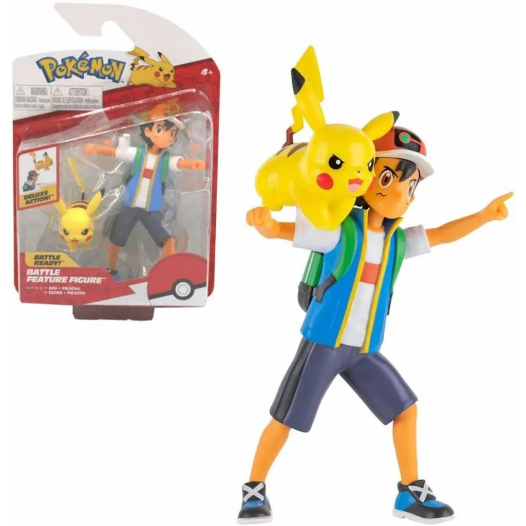 Figurine Pokémon Deluxe Action Battle Ash et Pikachu 12cm Articulée