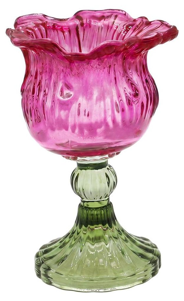 Soporte para velas pequeñas de cristal rosa, marca Clayre & Imagen del producto 