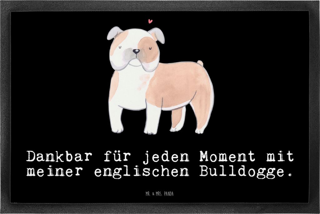 Mr. & Mrs. Panda Schmutzfangmatte Englische Bulldogge Moment 40 x 60 cm - Schwarz - Geschenk, Fussmatte, fußmatte, Fußabtreter, Türvorleger, Sch...