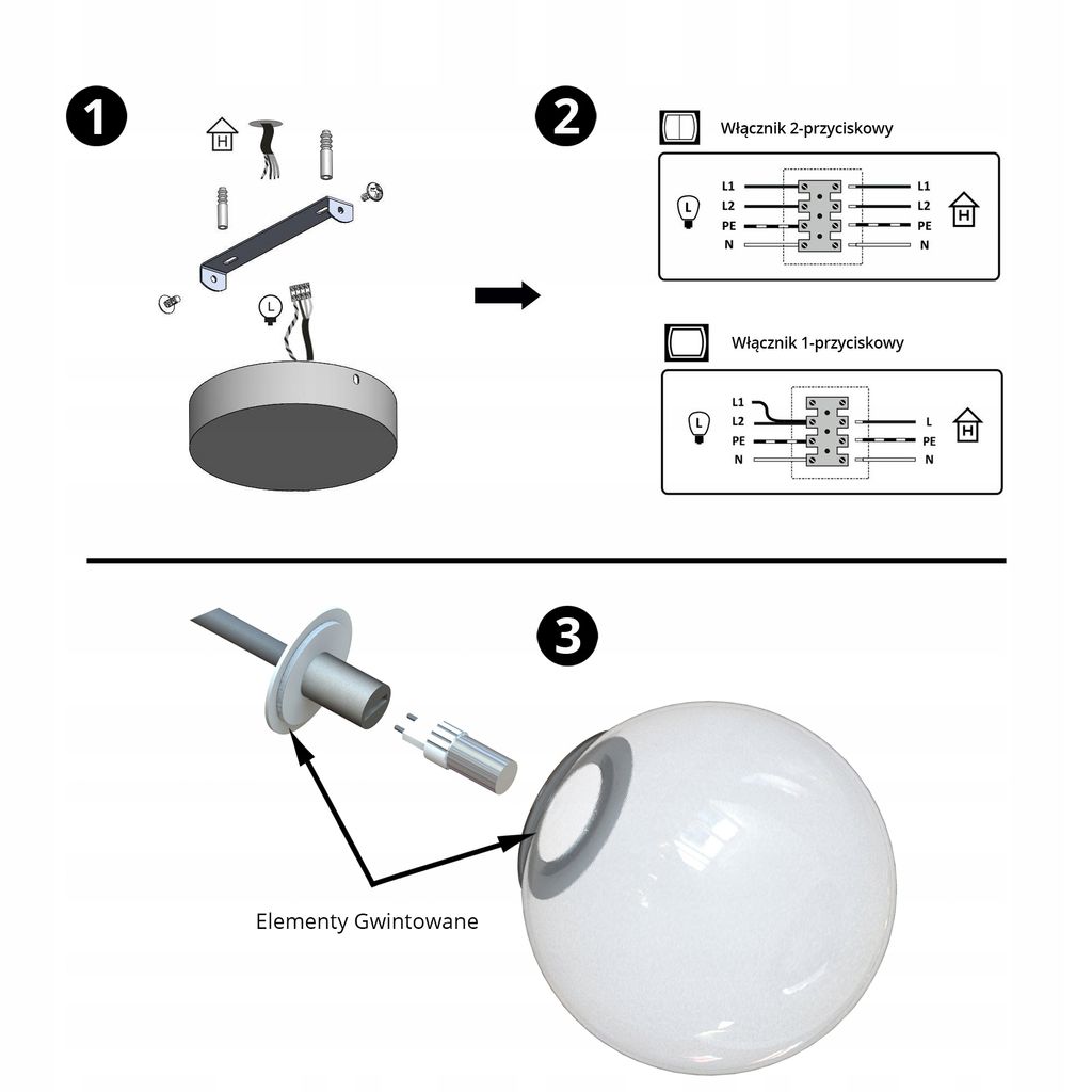 LUXOLAR Led Deckenleuchte - Deckenlampe 2-flammig schwarz Produktbild 3