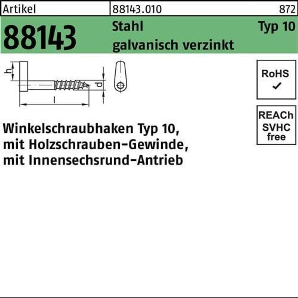 Reyher Winkelschraubhaken Art.10 5,8x65 vz (100 Stück)