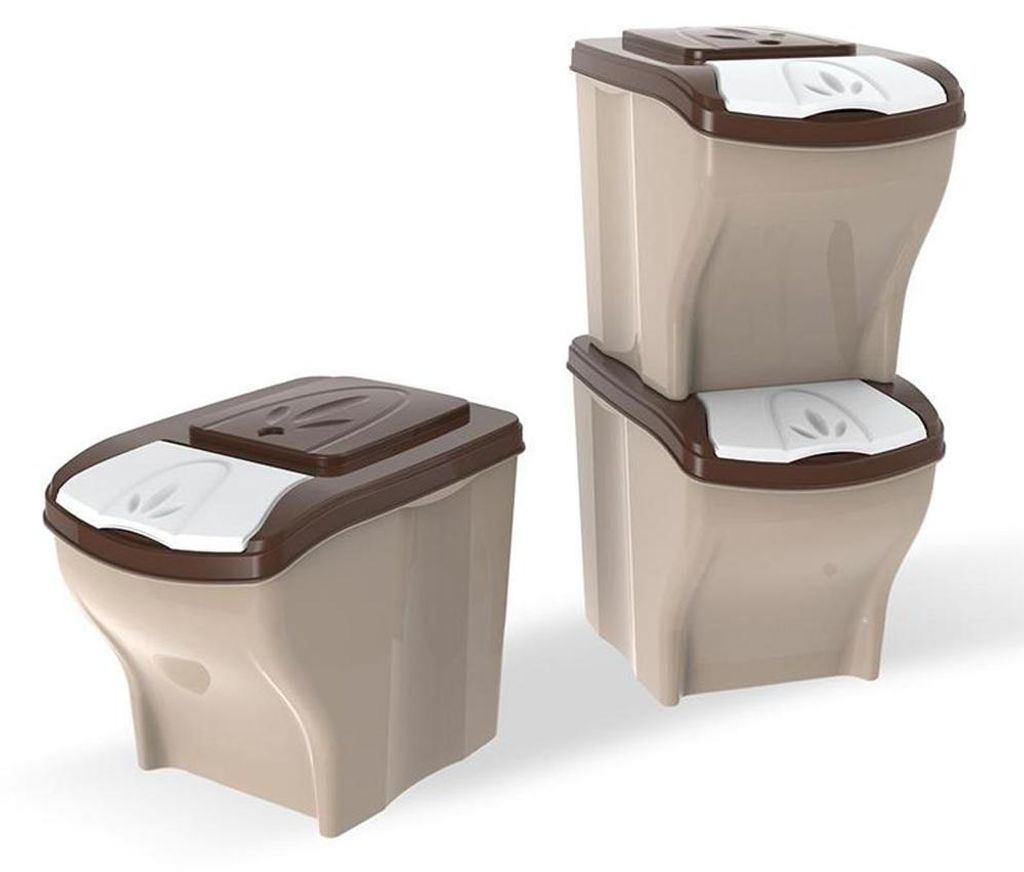 Set de 3 bacs de stockage - 20 L - Beige Image du produit 