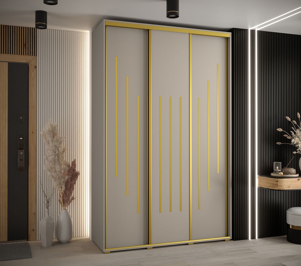 Kleiderschrank INDIRA 8 - 160/60 cm, Kaschmir/Gold