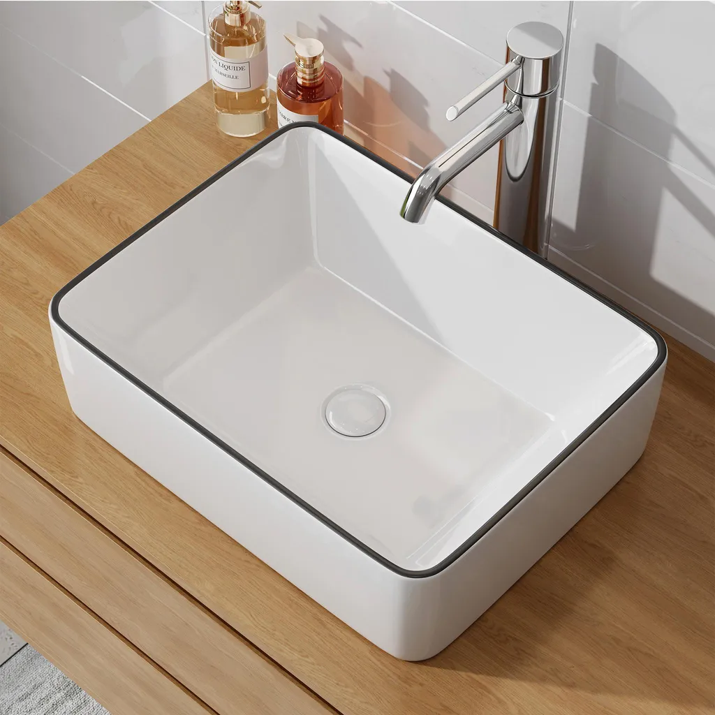 Lavabo Appoggio Bianco Lucido HOROW: Design Minimale per Bagno Ospiti
