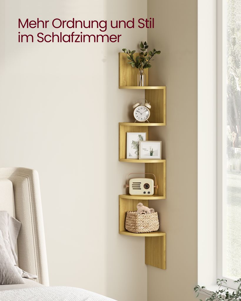 VASAGLE Eckregal, 1-tlg., Wandregal, Bücherregal mit 5 Produktbild 