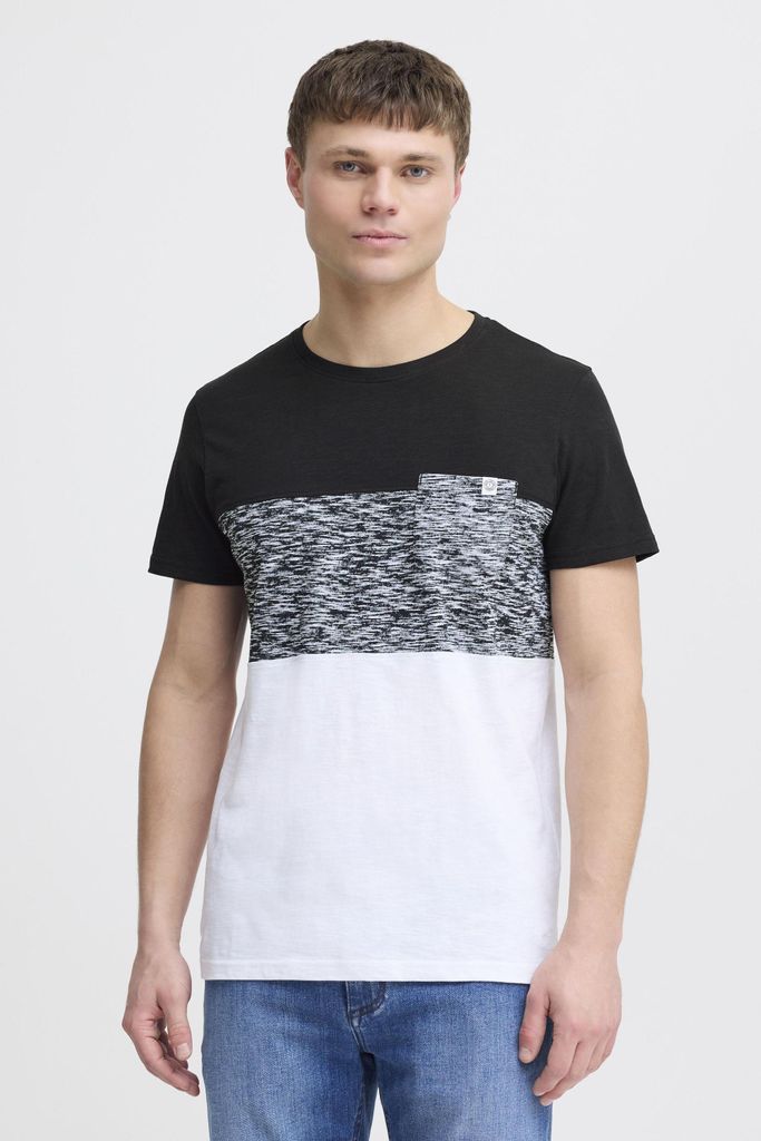 SOLID SDSinor Herren T-Shirt Kurzarm Shirt mit Streifen Rundhals-Ausschnitt Brusttasche 100% Baumwolle Regular fit