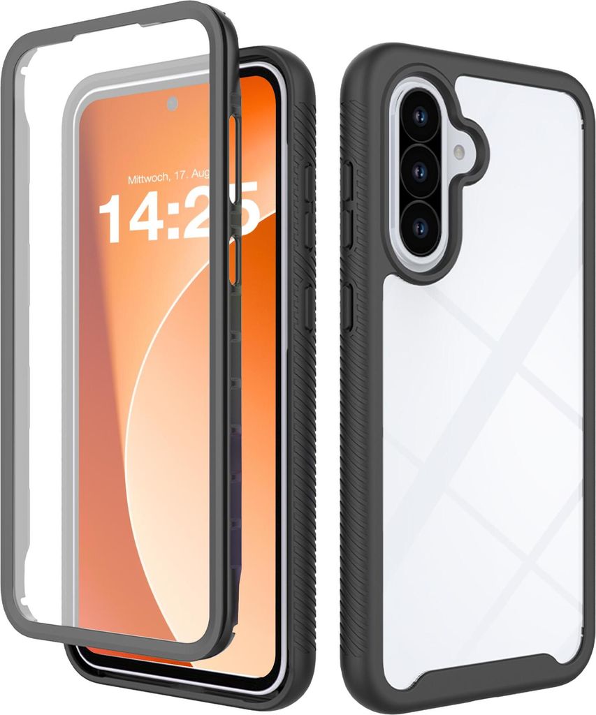 360 Grad Premium Handy Hülle für Samsung Galaxy A56 5G Front Back Rundum Vollschutz Schwarz