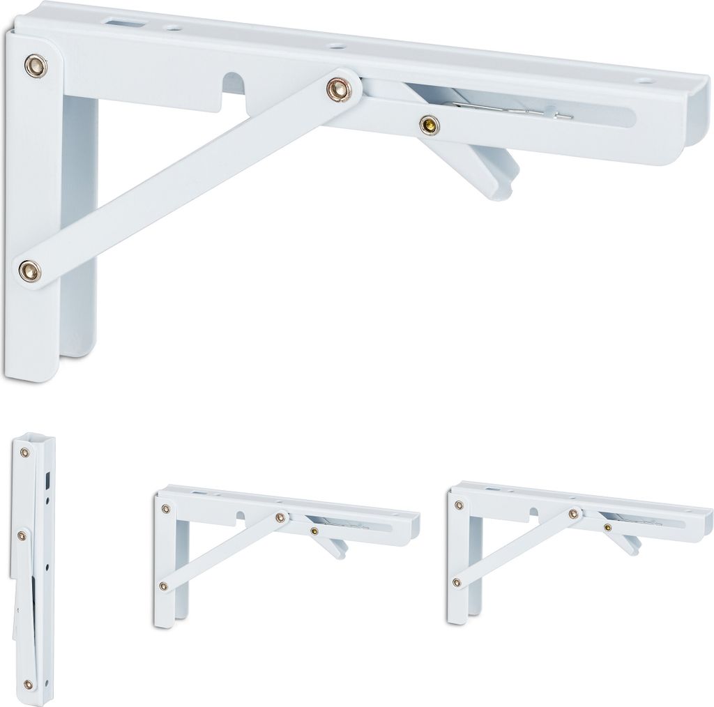 Set di 4 staffe per mensole Relaxdays, staffe pieghevoli, Immagine del prodotto 