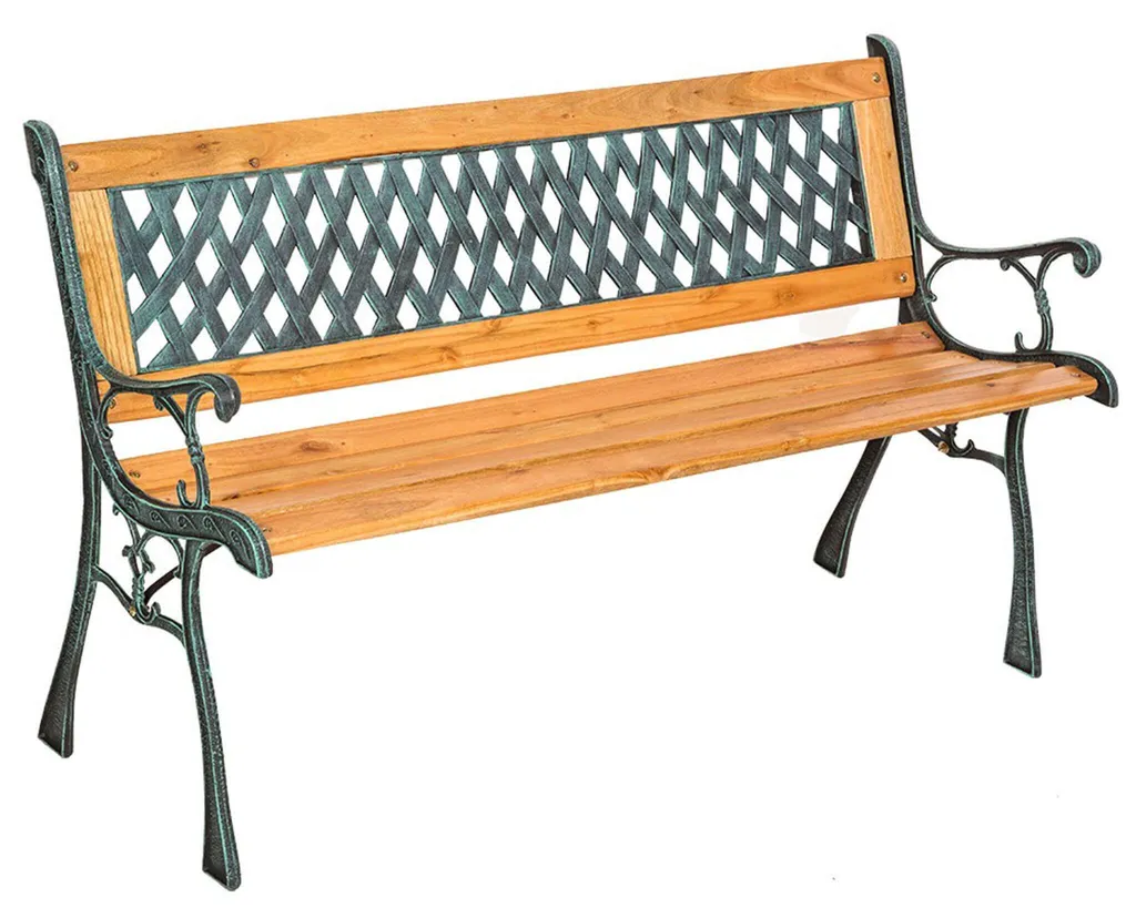 Banc d'extérieur en bois et fonte Ghepardo idéal pour parc et terrasse