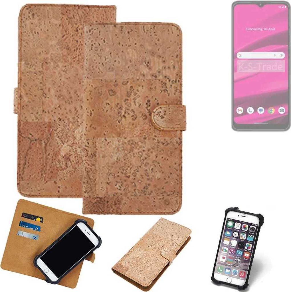 K-S-Trade Hülle kompatibel mit Telekom T Phone 2023 Kork Handyhülle Cover Schutzhülle TPU Case Bumper in Hellbraun, (1x)