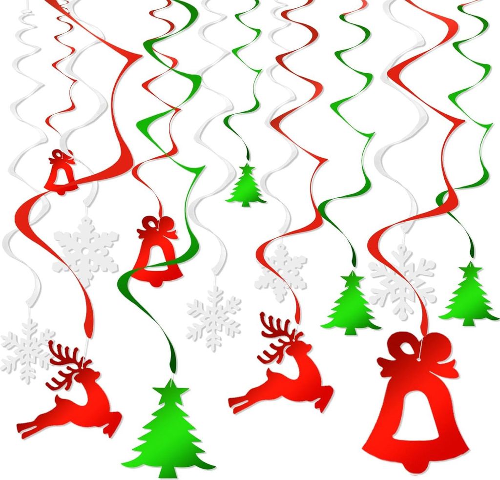 NIXRET Weihnachtsdecken Dekorationen, 30 Stück Hängende Wirbel Dekorationen Innen, Weihnachts Hängende Folien Wirbel Dekoration Set für Weihnac...