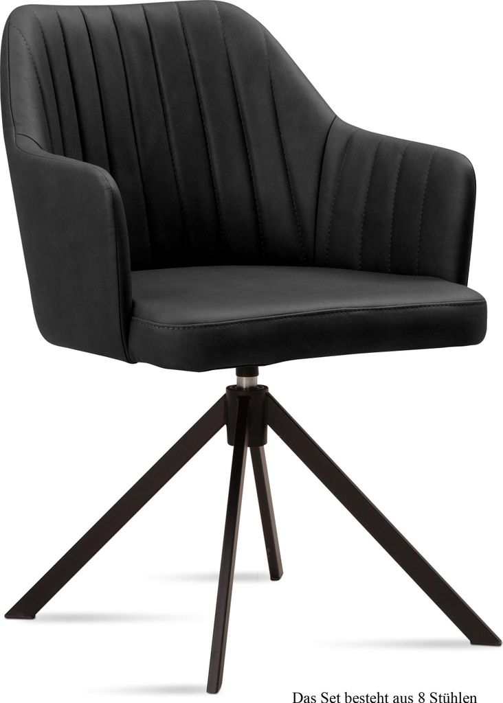 Armlehnstuhl drehbar (8er-Set) Dennie 58x81x60 Schwarz/Anthrazit