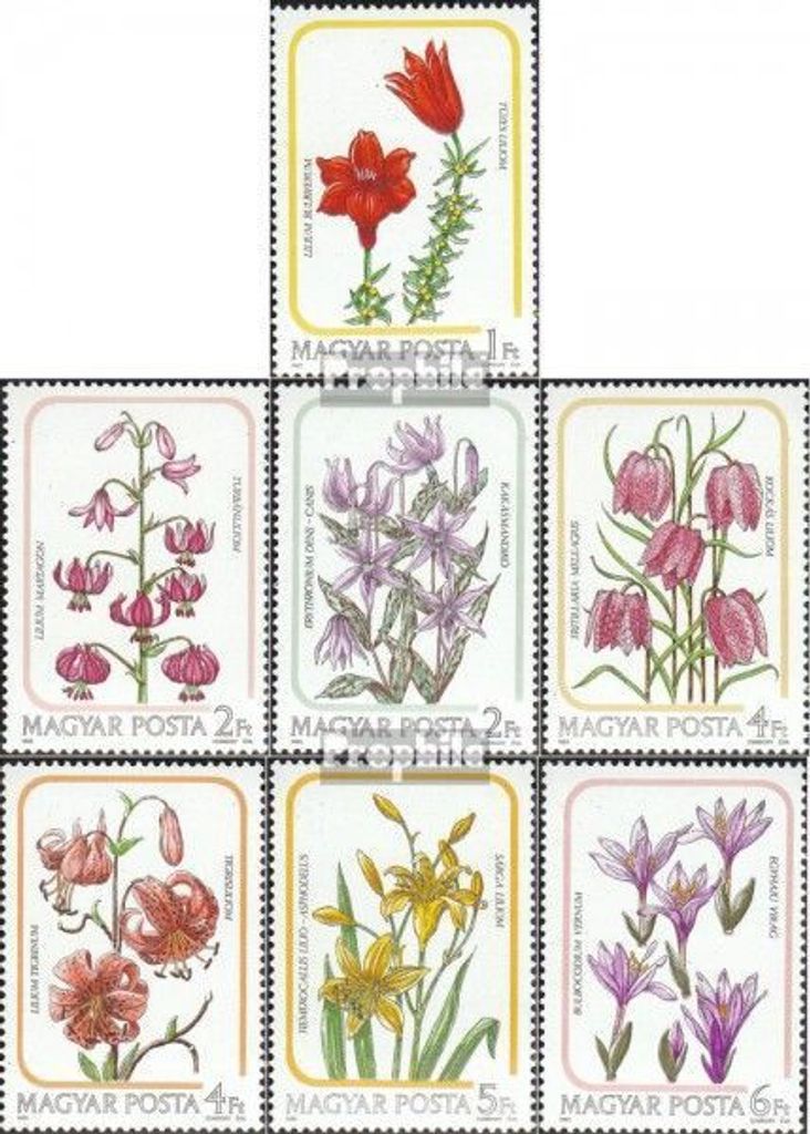 Briefmarken Ungarn 1985 Mi 3788A-3794A (kompl.Ausg.) postfrisch Einheimische Lilien